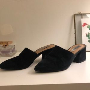 Black Suede Steve Madden Mules